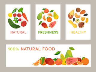 Healthy eating banner. Vegetables, fruit, nuts on a white background. Fresh, natural, healthy