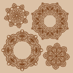 Set of mandala, henna pattern, vector design