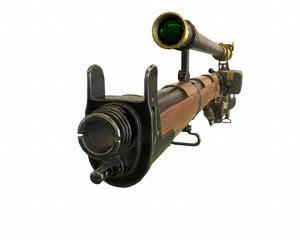 Steampunk rifle parts concept 3D illustration