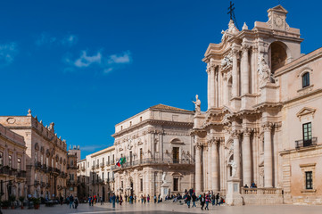 Obraz premium Piazza del Duomo in Ortigia; Siracusa; Sizilien; Italien