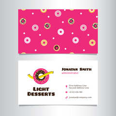 Vector business card template with funny donut logo