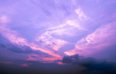Sky and clouds / Sky and clouds at sunset, violet tone.