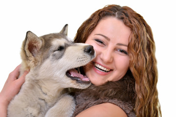 femme avec chien