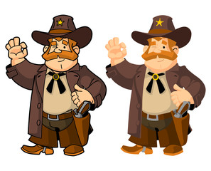 Sheriff Wild West. Gesture of approval.
