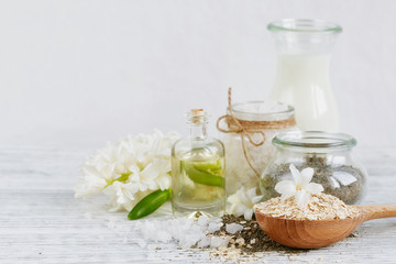 Natural ingredients for homemade facial and body mask (scrub)