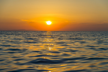 Sunset in Santorini. Amazing colours when the sun sets in the se