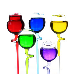 Colorful glass rose on white background