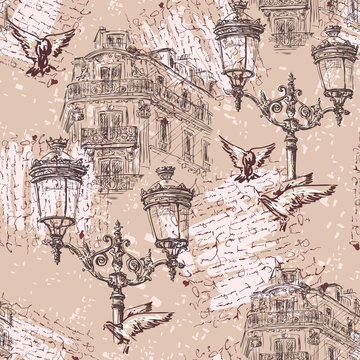 Paris. Vintage seamless pattern 5