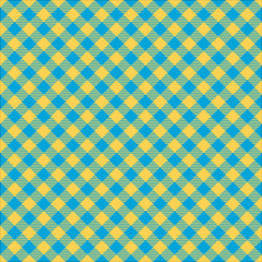 Seamless Yellow and Blue Checkered Plaid Fabric Pattern 