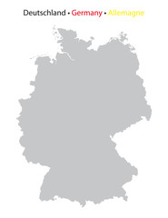 Deutschland karte, Umriss in grau auf weißem Hintergrund, freisteller, 