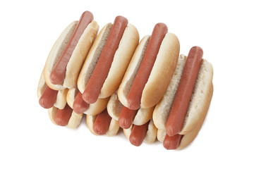 heap of hotdog sandwiches