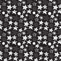 Fototapeta premium Star sketch Doodles seamless pattern, hand drawn vector illustration
