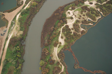 Balloon trip. Aerial view from the balloon
