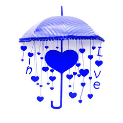 blue umbrella with heart and love