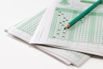 Naklejka na ściany i meble answer sheet, test score sheet with answers in thai education