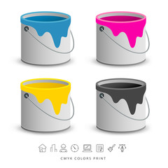 Paint colorful cans with business icons concept design vector illustration
