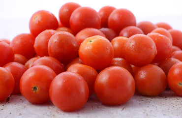 Red cherry tomatoes closeup.