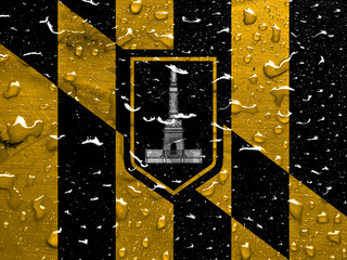 flag of Baltimore with rain drops