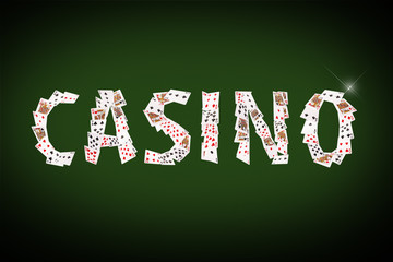 Falling cards make the word CASINO. desktop background