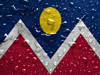 flag of Denver with rain drops