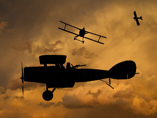 World War One Aircraft in a dogfight