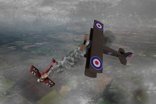 World War One Aircraft in a dogfight