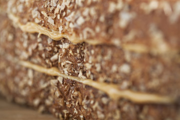 close-up image of bread with a butter spread