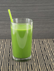 green smoothie in glass jar