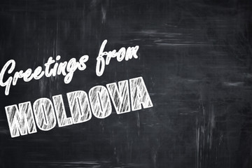 Chalkboard background with chalk letters: Greetings from moldova