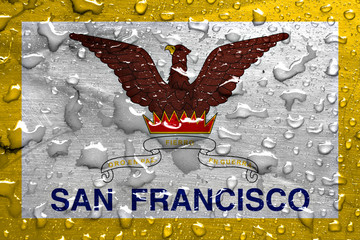 flag of San Francisco with rain drops