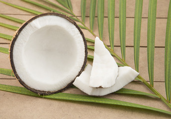 fresh coconut on wooden background