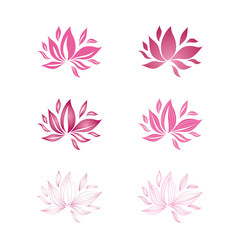 water lily, lotus flower icon set