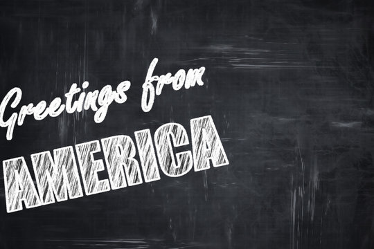 Chalkboard Background With Chalk Letters: Greetings From America