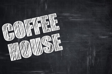 Chalkboard background with chalk letters: Coffee house sign