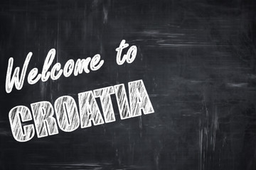 Chalkboard background with chalk letters: Welcome to croatia