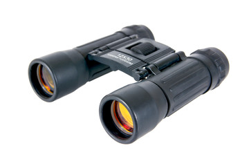 Black binoculars isolated on white background