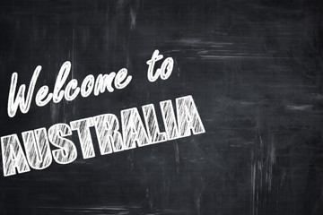 Chalkboard background with chalk letters: Welcome to australia