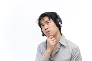 Businessman  serious with headphone