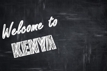 Chalkboard background with chalk letters: Welcome to kenya