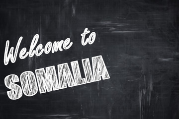 Chalkboard background with chalk letters: Welcome to somalia