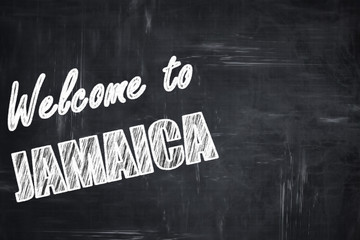 Chalkboard background with chalk letters: Welcome to jamaica