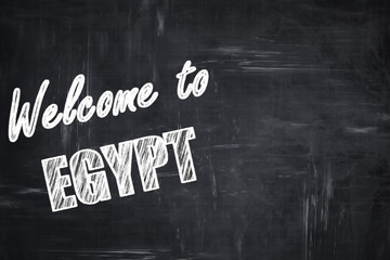 Chalkboard background with chalk letters: Welcome to egypt