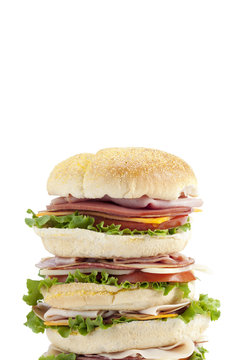 tall appetizing ham sandwich
