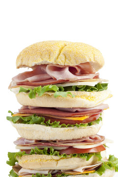 tall serving of ham sandwich