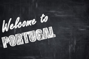 Chalkboard background with chalk letters: Welcome to portugal