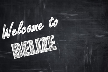 Chalkboard background with chalk letters: Welcome to belize