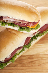 ham sandwiches close up