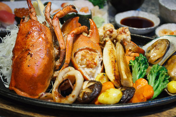 lobster grilled in hot plate