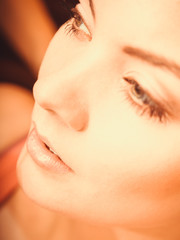 Closeup of attractive woman face.