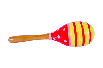 Colorful maraca on white background